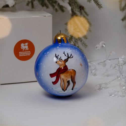 Шар голубой с оленем фото