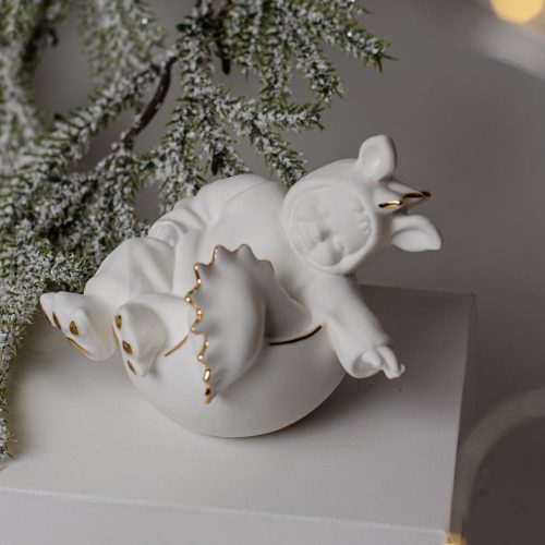 Ёлочная игрушка малыш-Дракоша малый (фарфор, золото) Ёлочная игрушка малыш-Дракоша малый (фарфор, золото) фото