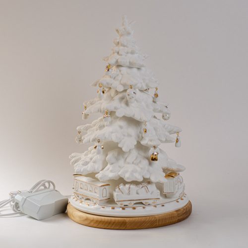 Елка с паровозом и вагончиками со светильником (фарфор) фото