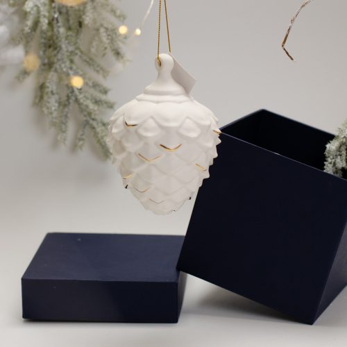 Шишка большая (подвес) фарфор золото с коробкой фото