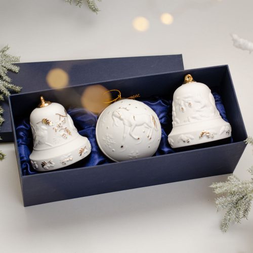 Набор 3 изделия  2 колокола (птицы, белки) и 1 шар (лошадь) фото