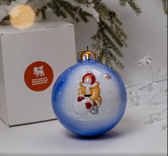 Шар синий с девочкой майолика Шар синий с девочкой майолика фото