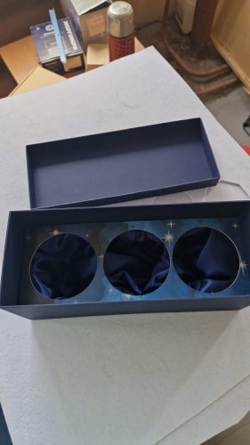 Подарочная коробка 3 шара / с ложементом темно-синяя новая /фарфор фото