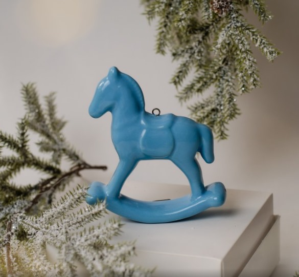 Лошадка качалка голубая глазурь Лошадка качалка голубая глазурь фото