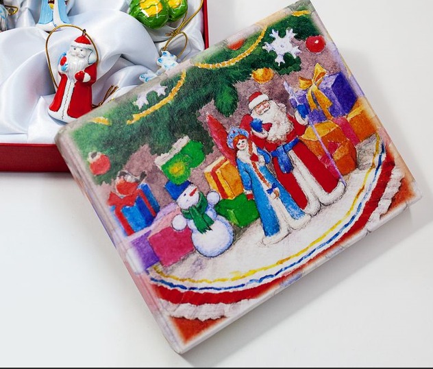 Подарочная коробка - Набор для елочки Новогодний с дедом морозом У010007 Подарочная коробка - Набор для елочки Новогодний с дедом морозом У010007 фото