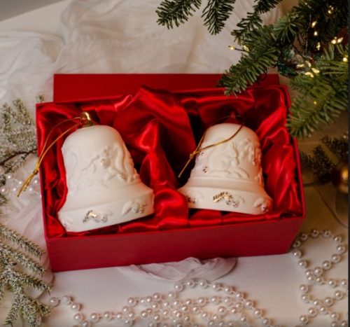 Набор 2 изделия колокола фарфор (колокол белочка) Набор 2 изделия колокола фарфор (колокол белочка) фото