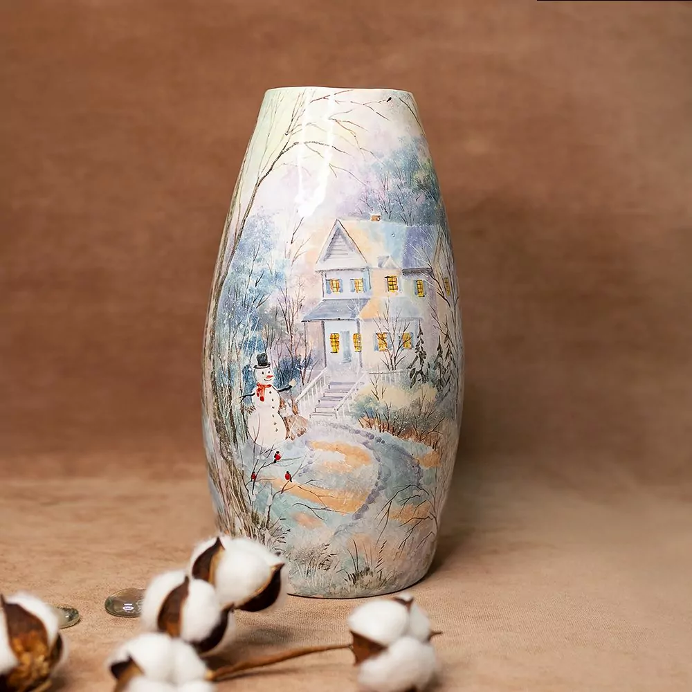 Керамическая ваза с росписью «Зимние мотивы»