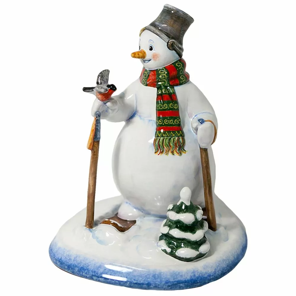 снеговик на лыжах керамика