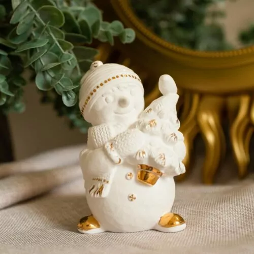 Снеговик с ёлкой (золото) фото