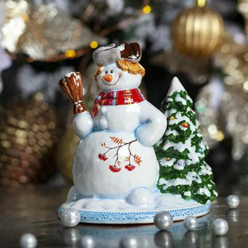Снеговик с елкой фото